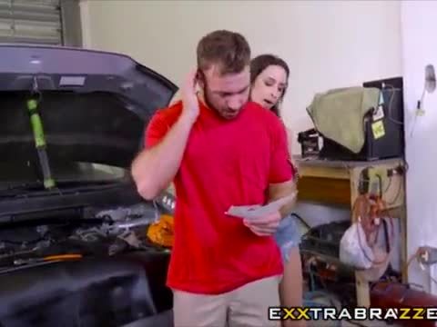 Ashley adams pays to mechanic with her wet asshole