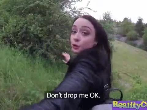 Alessa savage horny brunette teen in outdoor blowjob