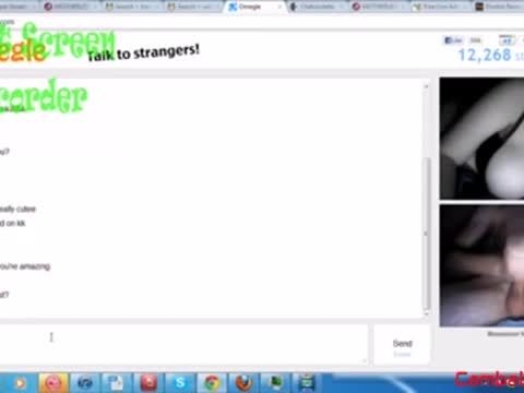 Cute white babe shows her tits to stranger on omegle to jerk off